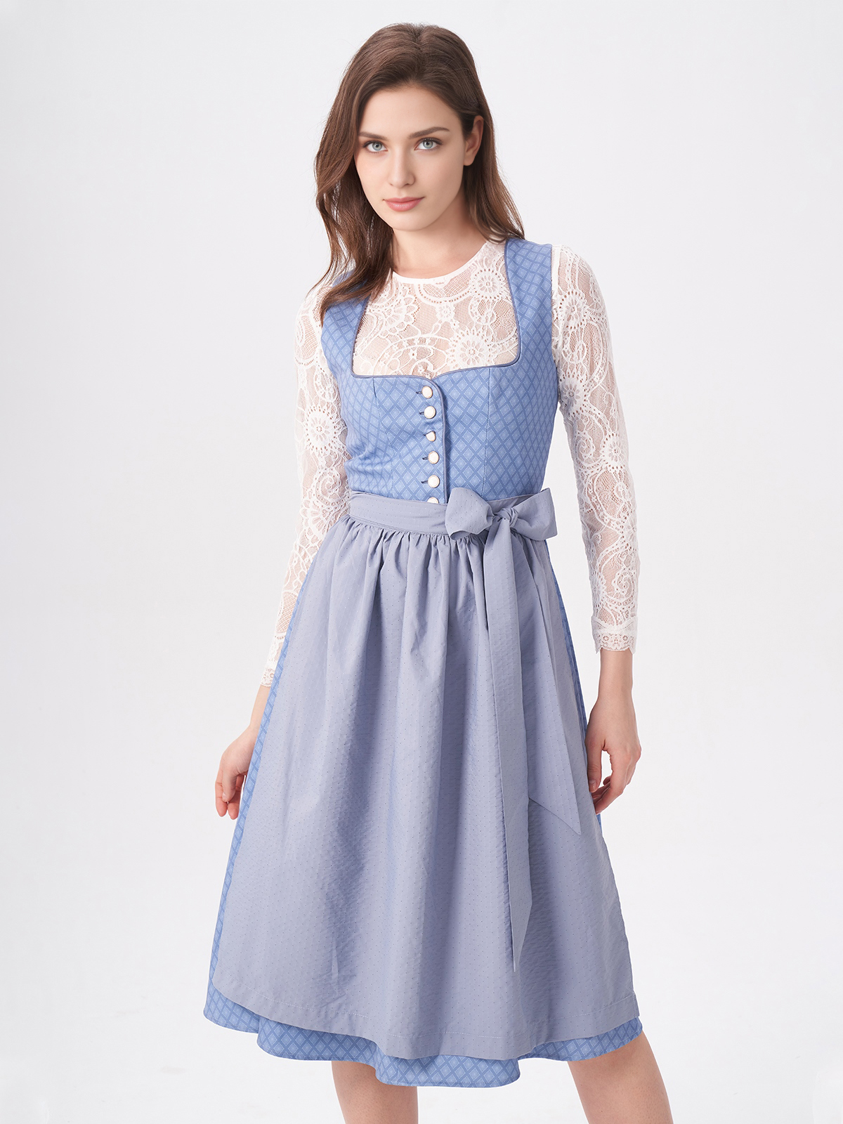 Blaues Dirndl mit traditionellem Schnitt