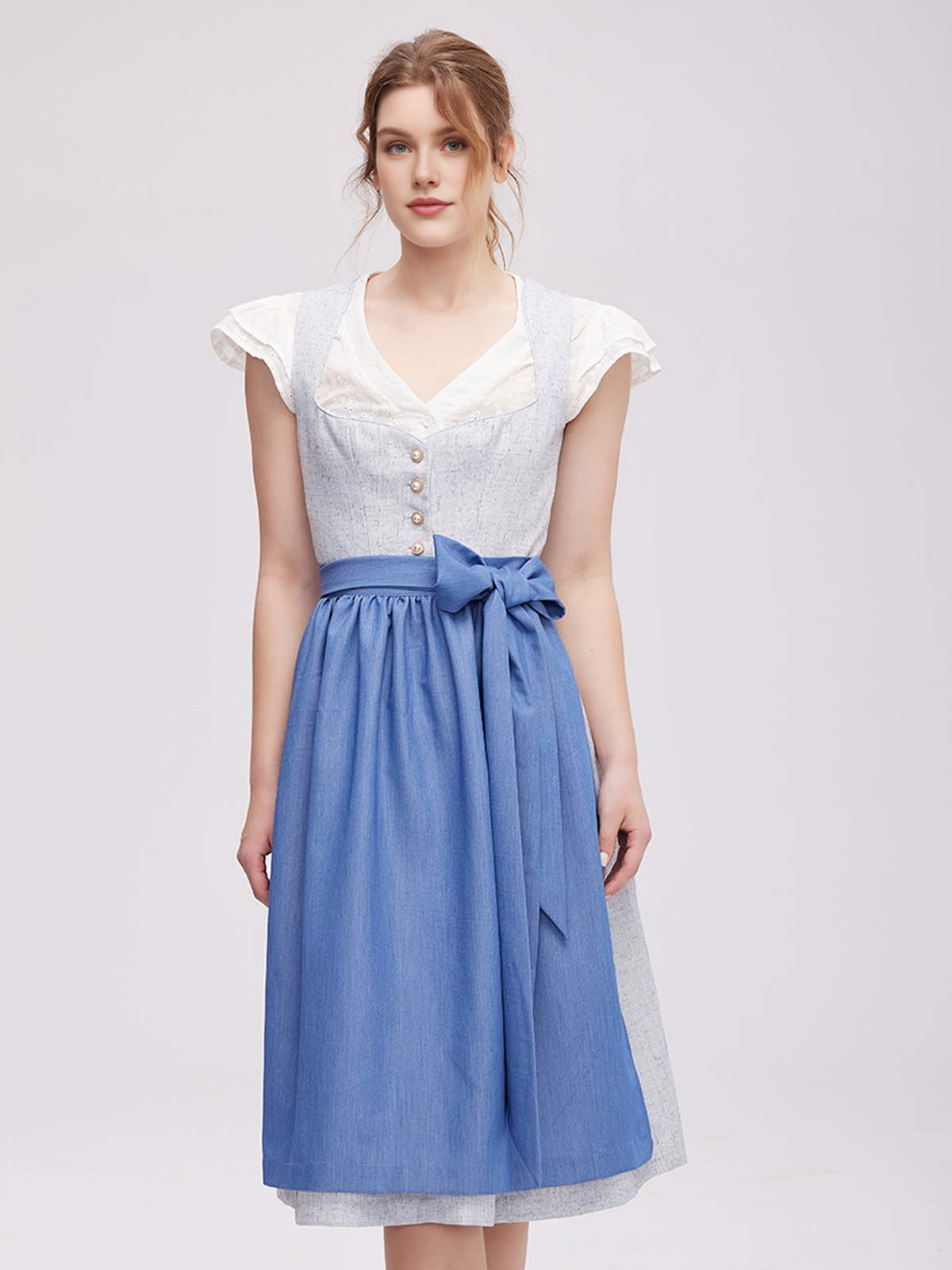 Stilvolles schwarzes Dirndl mit blauen Akzenten