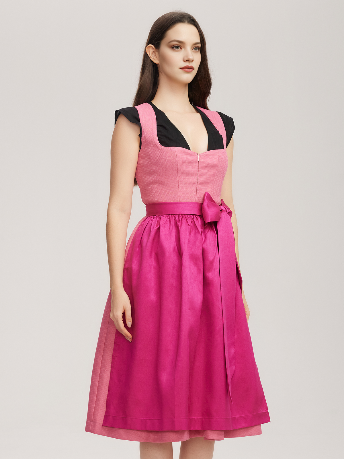 Samt Dirndl Grün in Pink-Variante